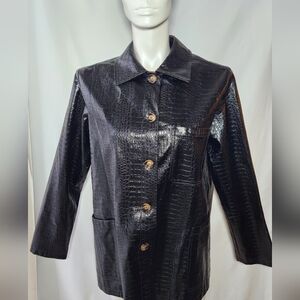 FRNCH Vegan Black Crocodile Jacket Oversized XS